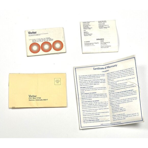 VTG VIVITAR 215 Camera Operator's OWNER'S MANUAL Instruction Booklet Paperwork - Picture 2 of 2